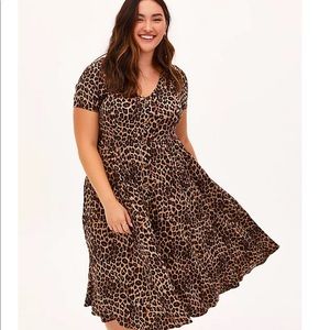 LEOPARD BUTTON MIDI DRESS